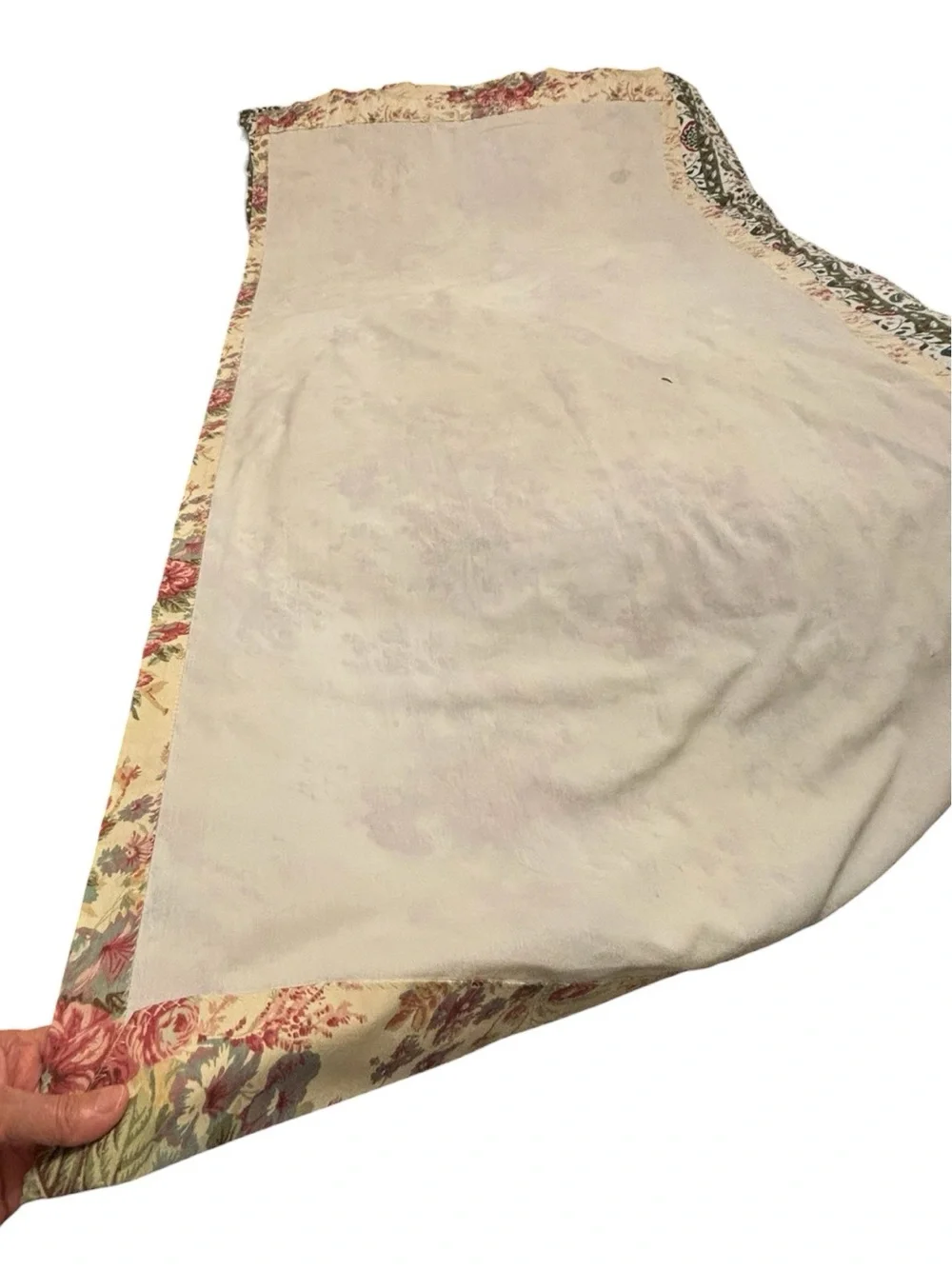 Vint Springmaid Floral Curtain Panel Repeating Botanical Rose Pink Blue Flowers